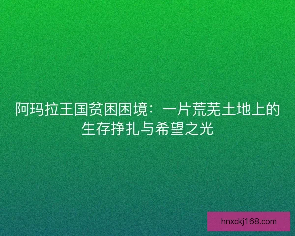 阿玛拉王国贫困困境：一片荒芜土地上的生存挣扎与希望之光